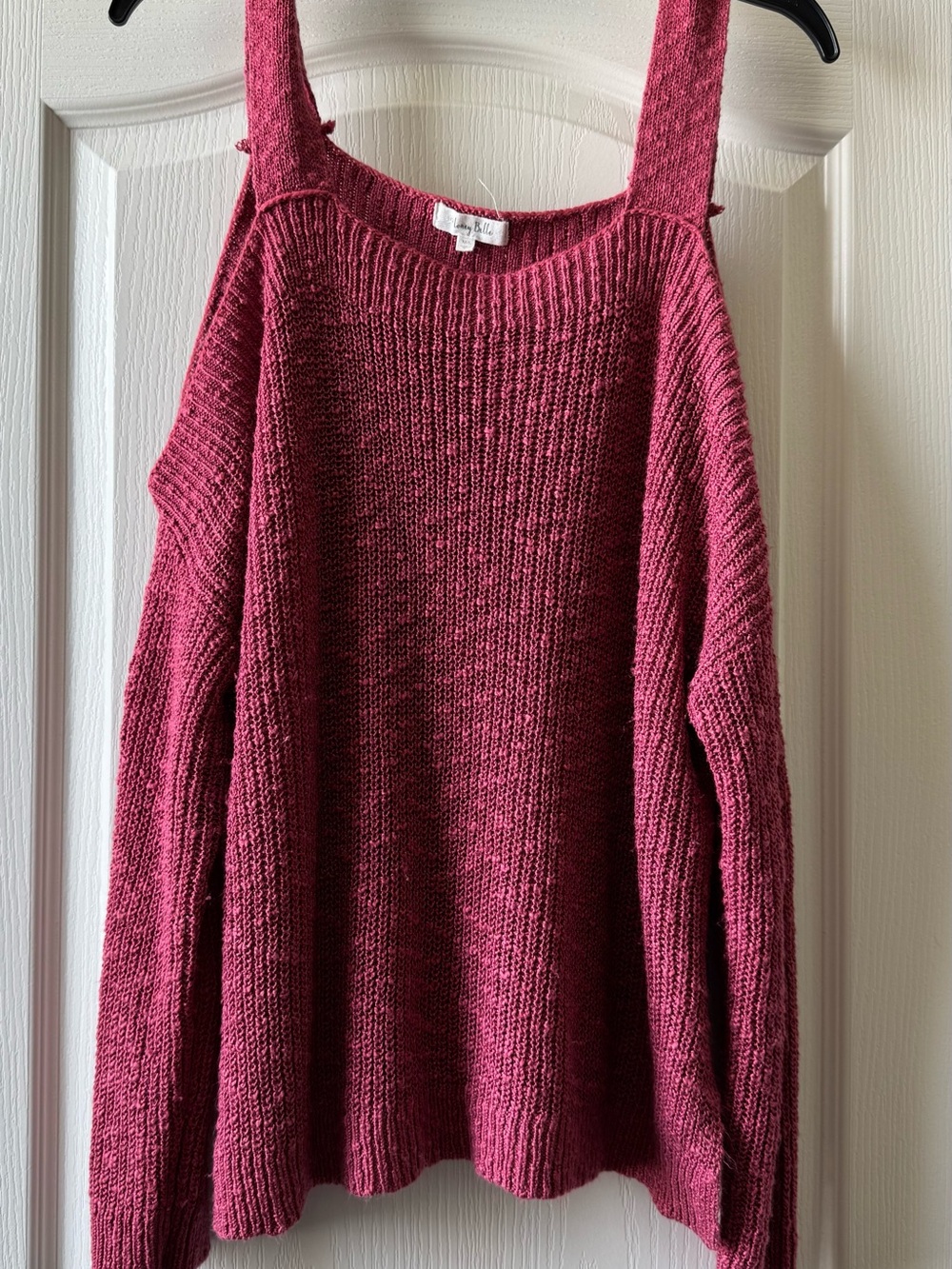 Honey Belle Off-the-Shoulder Sweater in Berry